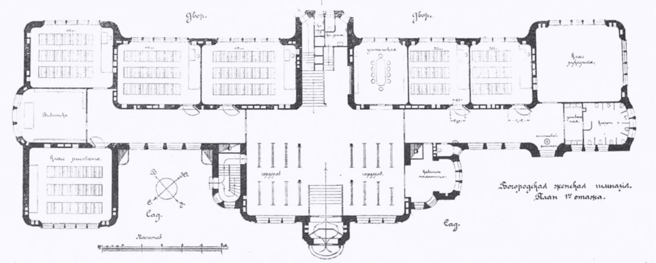 План первого этажа, иллюстрация из журнала «Зодчий» 1909 года